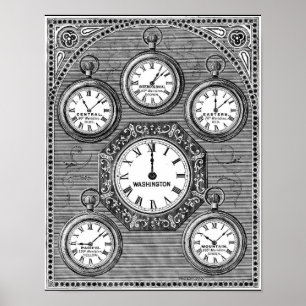  Art World Clocks tijdzones - posters aan wanden