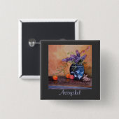 Artbyshel lilacs en bunnies vierkante button 5,1 cm (Voorkant /achterkant)