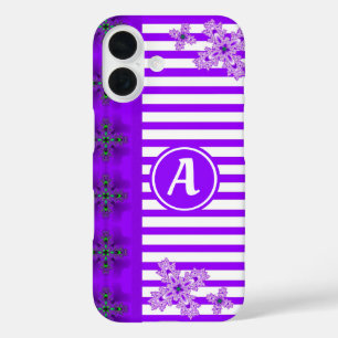 Artdeco bloemen in retro stijl met monogram iPhone 16 hoesje