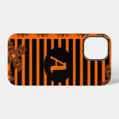 Artdeco bloemen in retro stijl met monogram iPhone hoesje (Achterkant horizontaal)