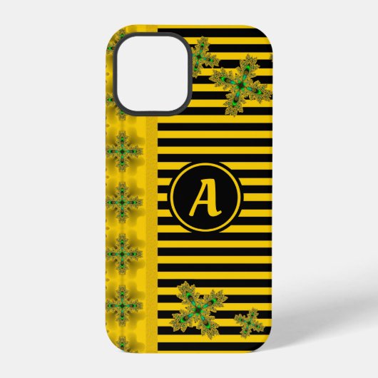 Artdeco bloemen in retro stijl met monogram iPhone hoesje (Achterkant)