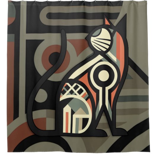 ArtDeco Cat Douchegordijn (Voorkant)