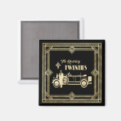 ArtDeco De roaring Twenties Black Gold Gatsby-auto Magneet (Voorkant / Achterkant)
