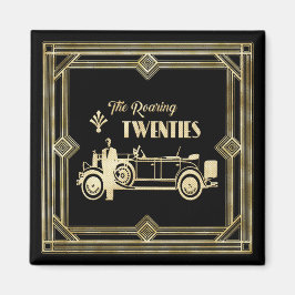 ArtDeco De roaring Twenties Black Gold Gatsby-auto Magneet