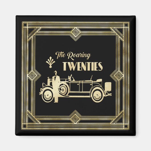 ArtDeco De roaring Twenties Black Gold Gatsby-auto Magneet (Voorkant)