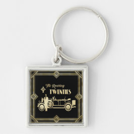 ArtDeco De roaring Twenties Black Gold Gatsby-auto Sleutelhanger
