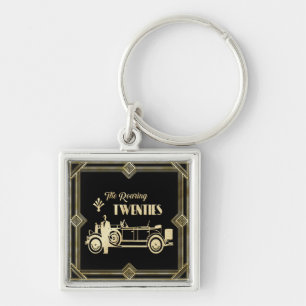 ArtDeco De roaring Twenties Black Gold Gatsby-auto Sleutelhanger