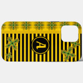 Artdeco Flowers in Retro Style with monogram Case-Mate iPhone Case (Achterkant (horizontaal))