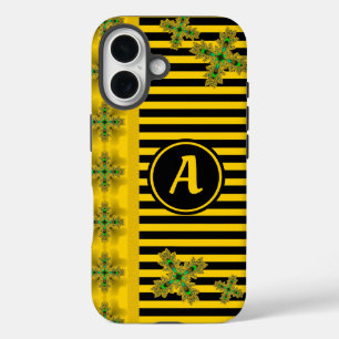 Artdeco Flowers in Retro Style with monogram iPhone 16 Hoesje
