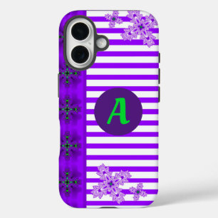 Artdeco Flowers in Retro Style with monogram iPhone 16 Hoesje