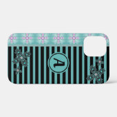 Artdeco Flowers in Retro Style with monogram Case-Mate iPhone Case (Achterkant (horizontaal))