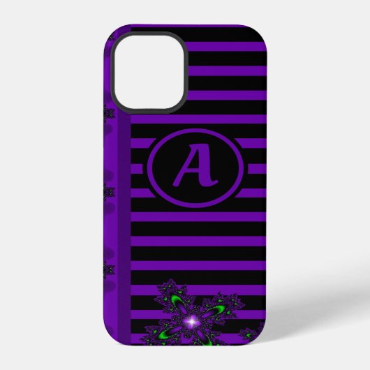 Artdeco Flowers in Retro Style with monogram iPhone Hoesje (Achterkant)