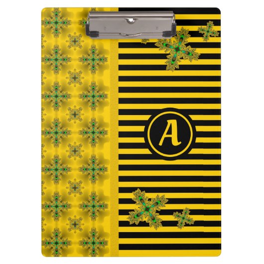 Artdeco Flowers in Retro Style with monogram Klembord (Voorkant)