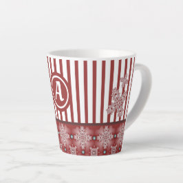 Artdeco Flowers in Retro Style with monogram Latte Mok