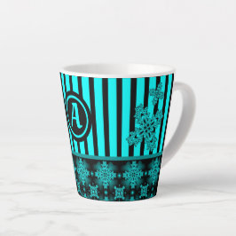 Artdeco Flowers in Retro Style with monogram Latte Mok