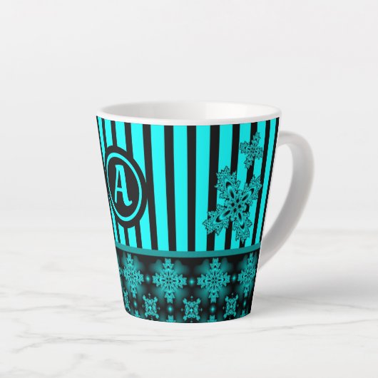Artdeco Flowers in Retro Style with monogram Latte Mok (Rechterhoek)