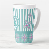 Artdeco Flowers in Retro Style with monogram Latte Mok (Rechterhoek)