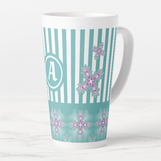 Artdeco Flowers in Retro Style with monogram Latte Mok (Rechterhoek)