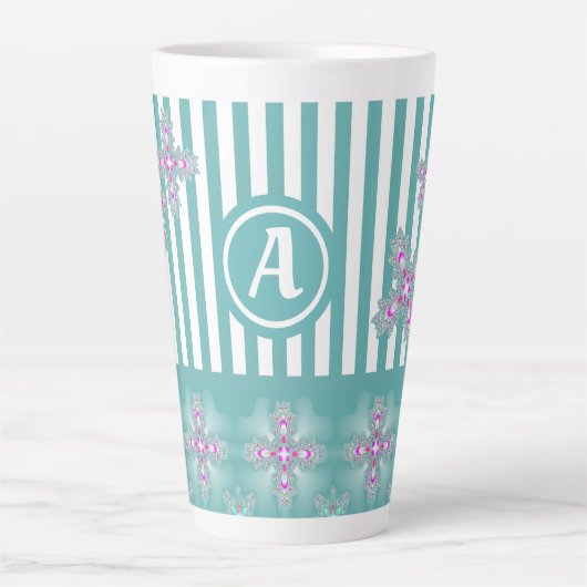Artdeco Flowers in Retro Style with monogram Latte Mok (Voorkant)
