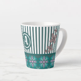 Artdeco Flowers in Retro Style with monogram Latte Mok