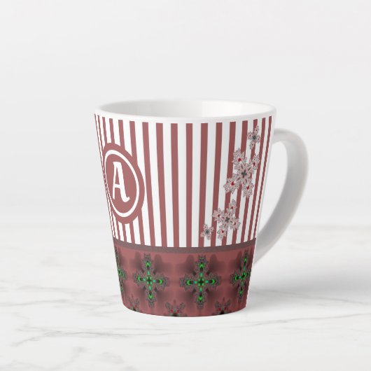 Artdeco Flowers in Retro Style with monogram Latte Mok (Rechterhoek)