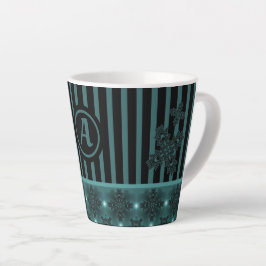Artdeco Flowers in Retro Style with monogram Latte Mok