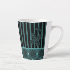 Artdeco Flowers in Retro Style with monogram Latte Mok