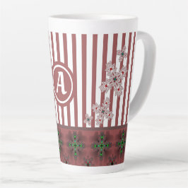 Artdeco Flowers in Retro Style with monogram Latte Mok