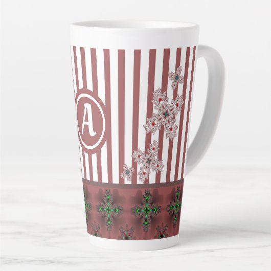 Artdeco Flowers in Retro Style with monogram Latte Mok (Rechterhoek)