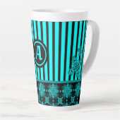 Artdeco Flowers in Retro Style with monogram Latte Mok (Rechterhoek)
