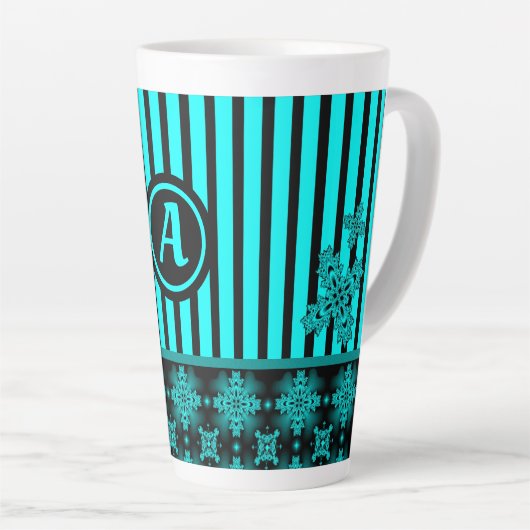 Artdeco Flowers in Retro Style with monogram Latte Mok (Rechterhoek)