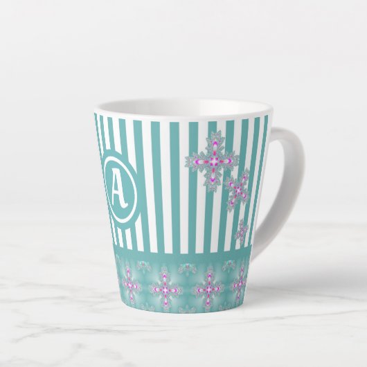 Artdeco Flowers in Retro Style with monogram Latte Mok (Rechterhoek)