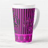 Artdeco Flowers in Retro Style with monogram Latte Mok (Rechterhoek)