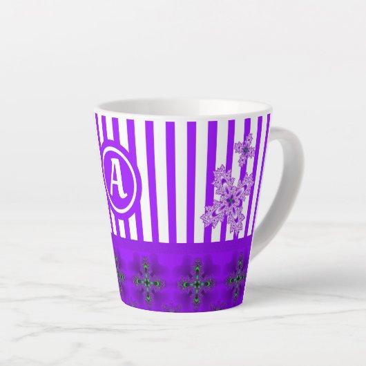Artdeco Flowers in Retro Style with monogram Latte Mok (Rechterhoek)