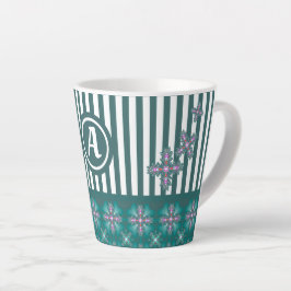 Artdeco Flowers in Retro Style with monogram Latte Mok
