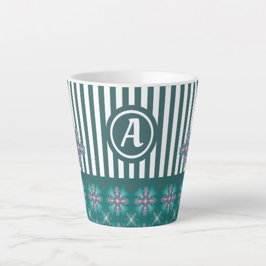 Artdeco Flowers in Retro Style with monogram Latte Mok (Voorkant)