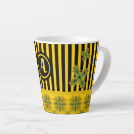 Artdeco Flowers in Retro Style with monogram Latte Mok