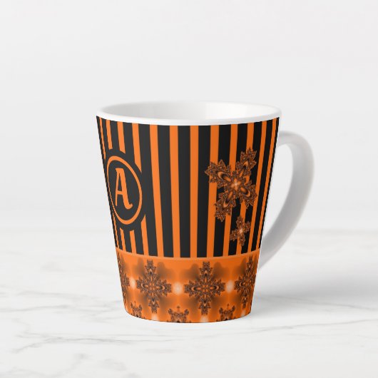 Artdeco Flowers in Retro Style with monogram Latte Mok (Rechterhoek)