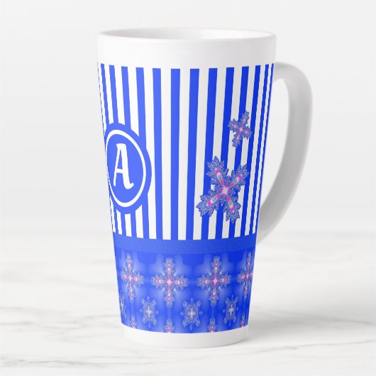 Artdeco Flowers in Retro Style with monogram Latte Mok (Rechterhoek)