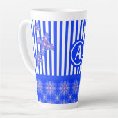 Artdeco Flowers in Retro Style with monogram Latte Mok (Linkerhoek)