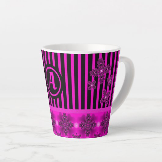 Artdeco Flowers in Retro Style with monogram Latte Mok (Rechterhoek)