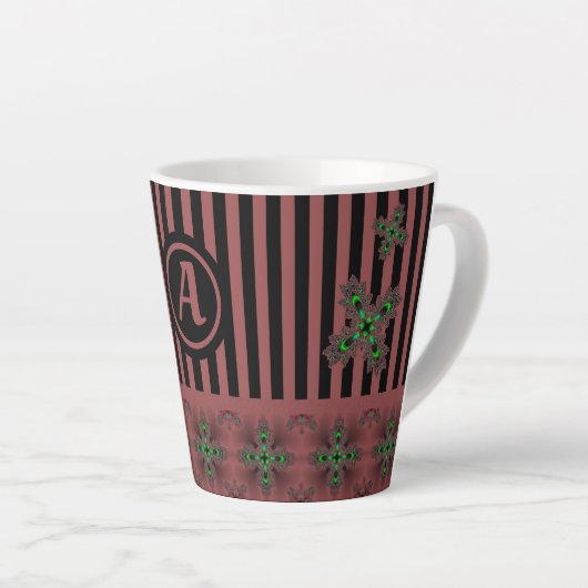 Artdeco Flowers in Retro Style with monogram Latte Mok (Rechterhoek)