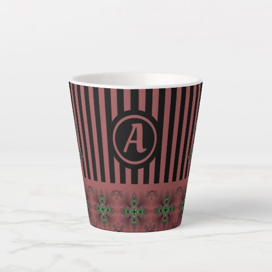 Artdeco Flowers in Retro Style with monogram Latte Mok (Voorkant)