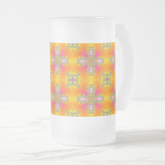 Artdeco Flowers in Retrostijl Matglas Bierpul (Voorkant rechts)