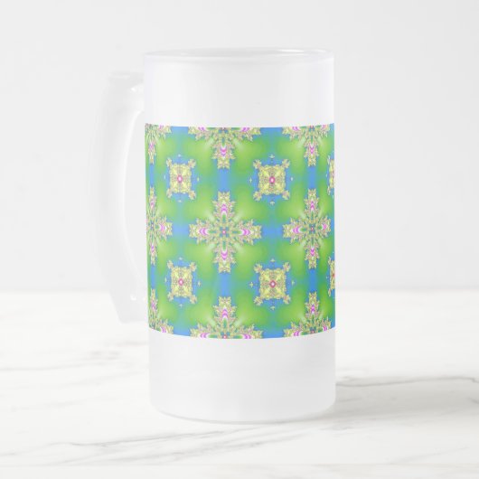 Artdeco Flowers in Retrostijl Matglas Bierpul (Voorkant links)