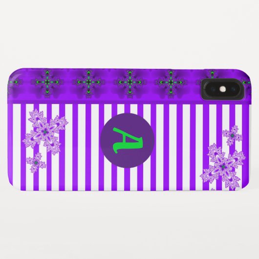 Artdeco Flowers in Retrostijl met monogram Case-Mate iPhone Case (Achterkant (horizontaal))