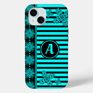 Artdeco Flowers in Retrostijl met monogram iPhone 15 Case