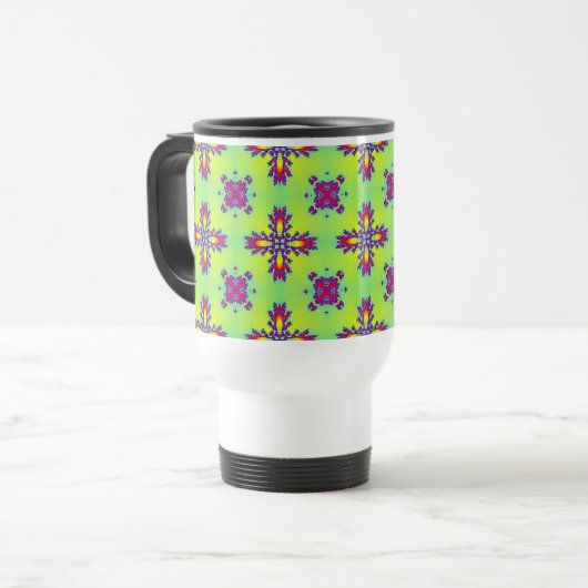 Artdeco Flowers in Retrostijl Reisbeker (Voorkant links)