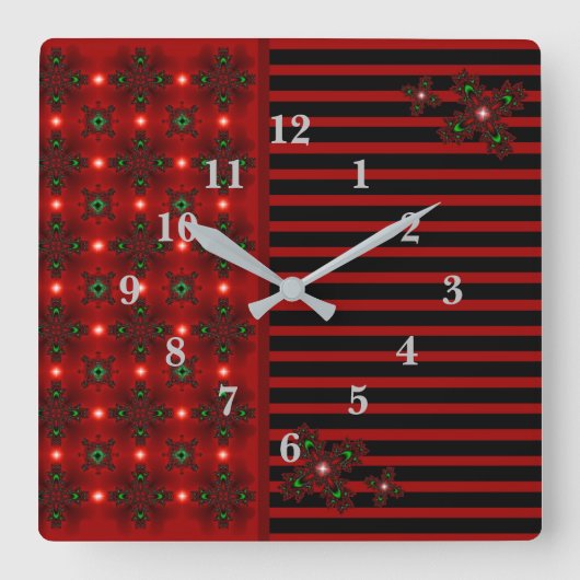 Artdeco Flowers in Retrostijl Vierkante Klok (Voorkant)