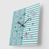 Artdeco Flowers in Retrostijl Vierkante Klok (Hoek)